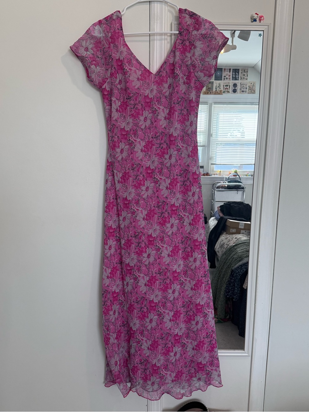Gorgeous Pink Floral V-Neck Maxi Dress from Tu-Lips/thrifted